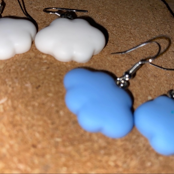 White/Blue 1pair Cloud Drop Earrings - Picture 5 of 8